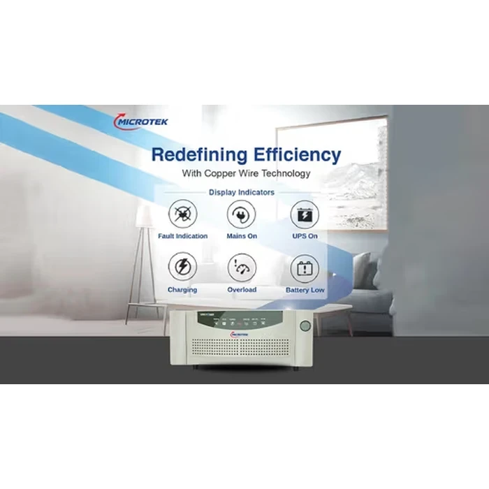 Microtek Super Power 600VA 550W 12V Pure Sine Wave Digital Home Inverter | Wide 80V-290V Dual Inverter/UPS Mode Desktop Power Backup | 700/12V SW