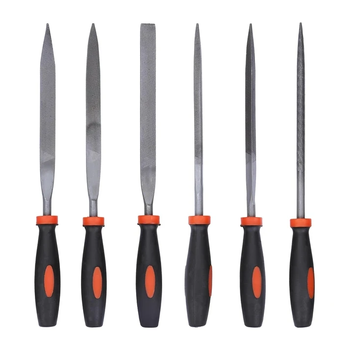 BLACK+DECKER 6-Piece Precision Alloy Steel Needle File Set | Ergonomic Anti-Slip Grip Jewelry & Craft Deburring Kit | BDHT22148