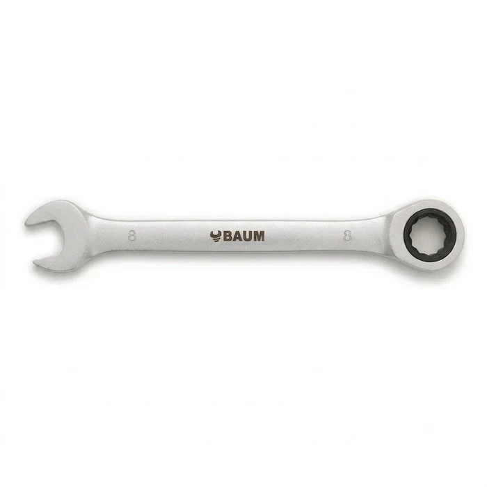 BAUM Professional Flex-Head Combination Ratcheting Wrench | High-Polish Chrome Vanadium Steel 90-Tooth / 72-Tooth Gear Tool | Model ART 55