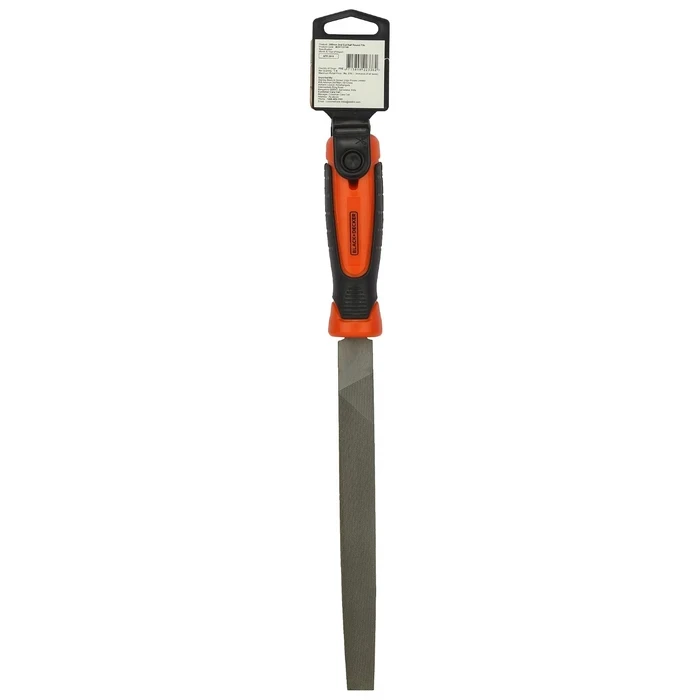 BLACK+DECKER 200mm (8") High-Carbon Steel Half-Round File | Dual Flat & Curved Profile Ergonomic Deburring Tool | BDHT22146