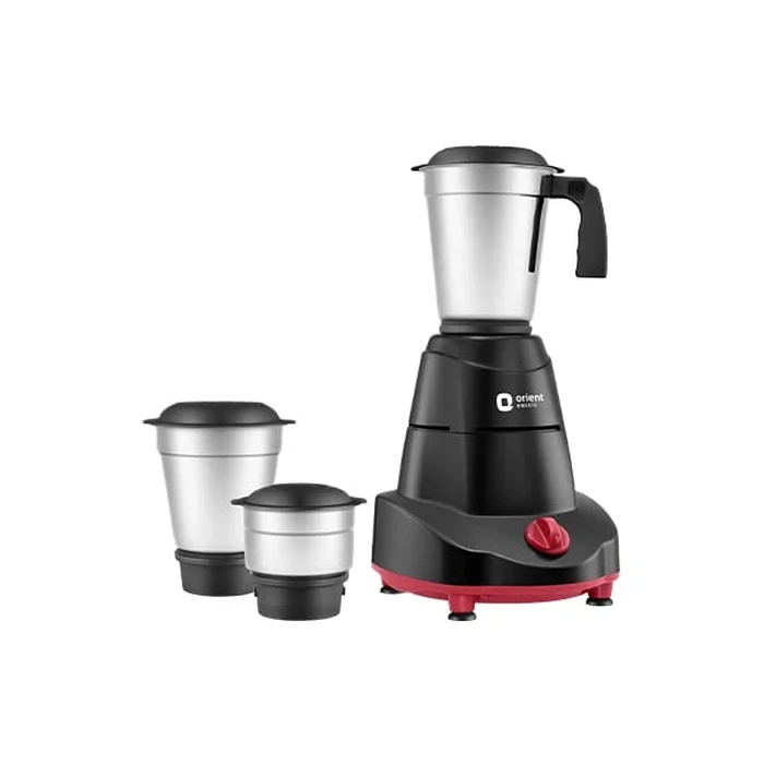 Orient Elite Plus Mixer Grinder MGEP50BR3 | 500W High-Torque Motor | 3 Stainless Steel Jars with Specialized Blades | 3-Speed Control Black & Grey Food Processor