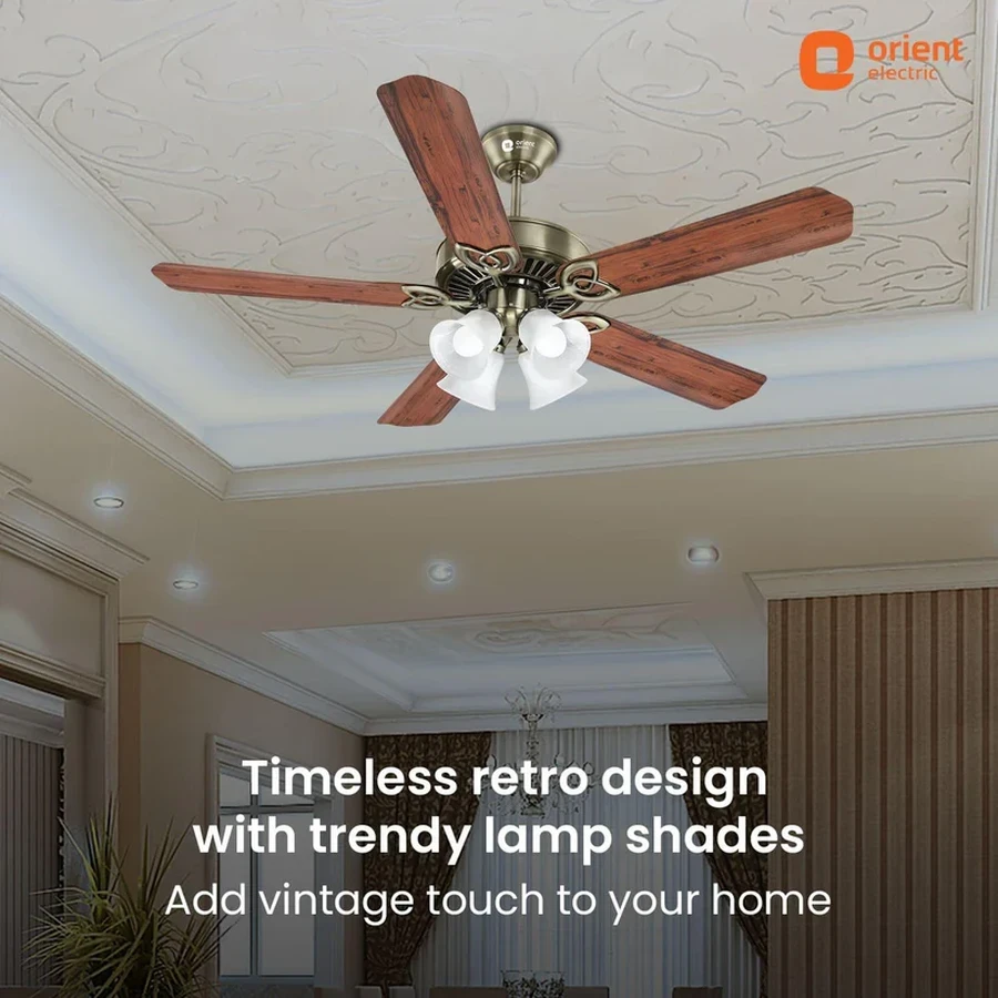 Orient Subaris Premium Ceiling Fan 1300mm | 80W | 270 CMM Airflow | 250 RPM | Antique Brass & Antique Copper