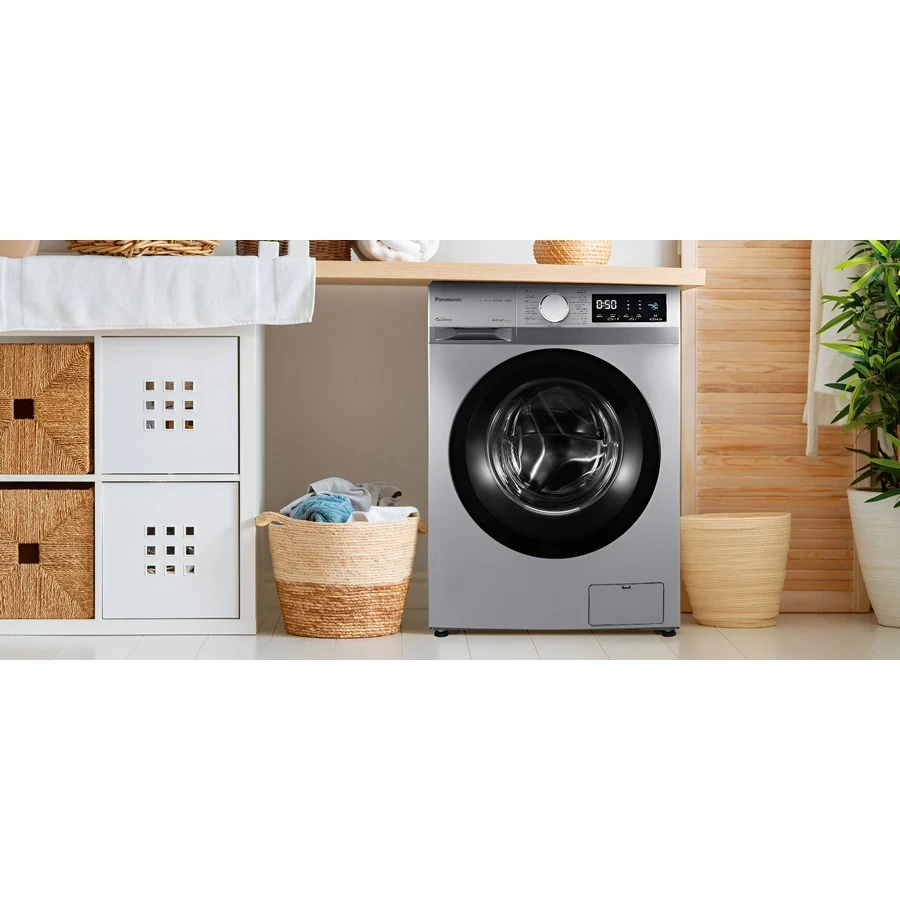 Panasonic 9 Kg Inverter Front Load Washing Machine | Dark Silver Washer with Japanese Quality, Kizukai Wash, Drum Hygiene & BIG Touch LED Screen | NA-18MG1LN1