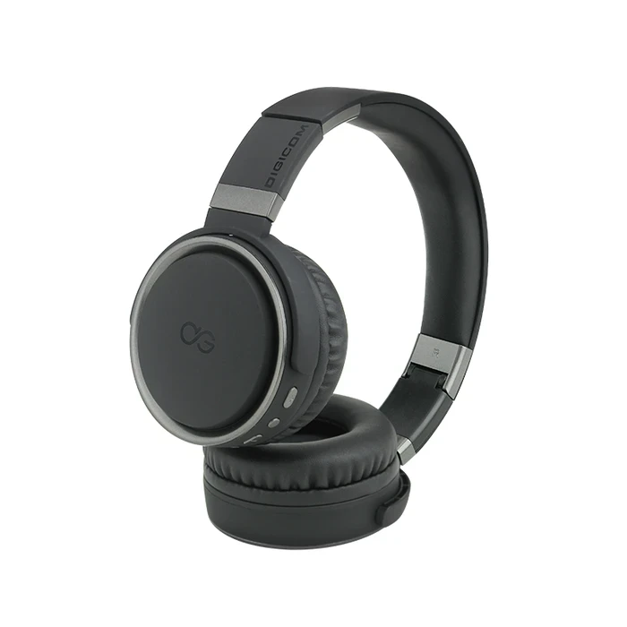 Digicom K20 Bluetooth Foldable Over-Ear Headphone | 40-Hour Playtime Logic | 50mm Drivers & Wireless/Wired Hybrid | Black