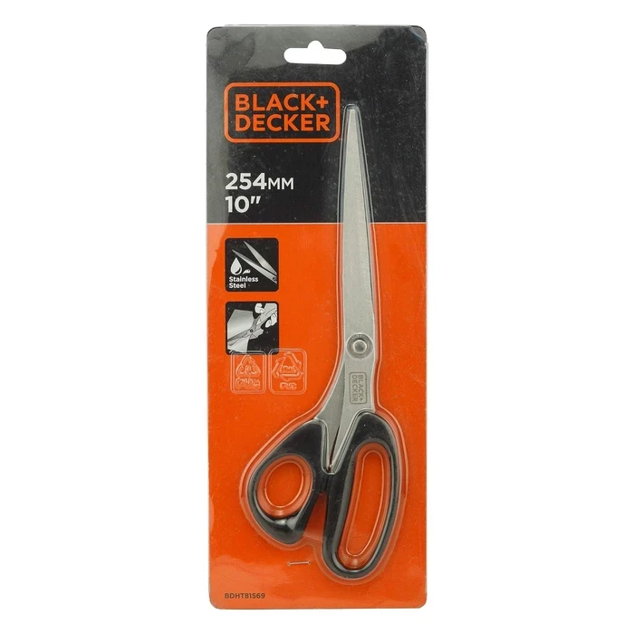 BLACK+DECKER Universal Stainless Steel Straight Edge Utility Scissors | Ergonomic Multi-Purpose Office & Craft Shears | BDHT81569