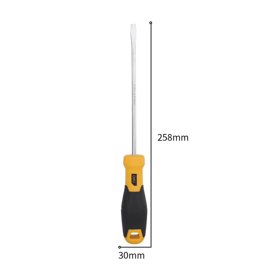 Deli 5 × 150mm Slotted (Flat Head) Professional Screwdriver | Long-Reach 150mm Hardened Steel Shaft with Magnetic Tip & Ergonomic Non-Slip Grip | EDL6351501