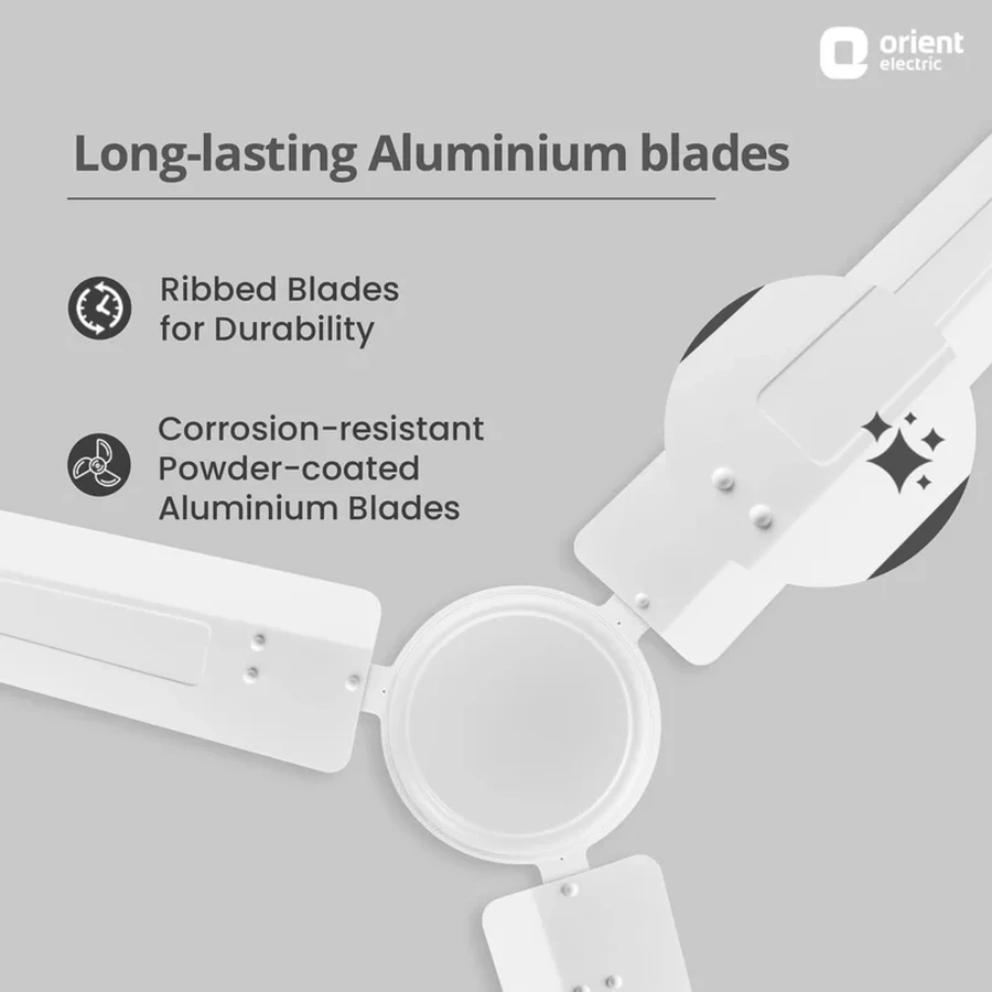 Orient New Breeze Base Ceiling Fan 1400mm | 56W Energy Efficient | 300 RPM | 225 CMM Airflow | Brown & White
