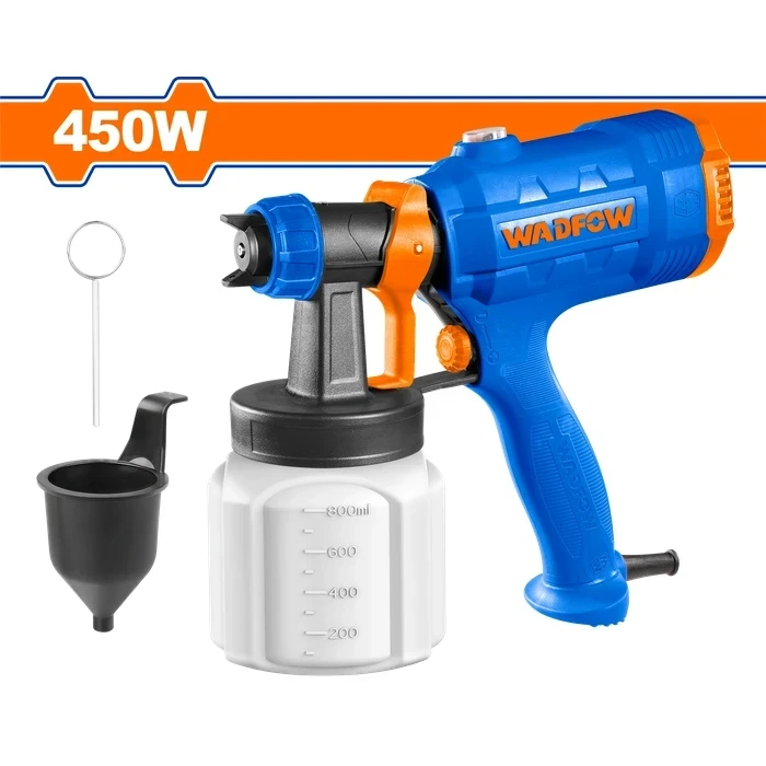 Wadfow 450W Electric HVLP Spray Gun Painting Machine with 800ml Container | 100DIN-s Max Viscosity Airless Pattern Handheld Paint Sprayer | WEG1A01