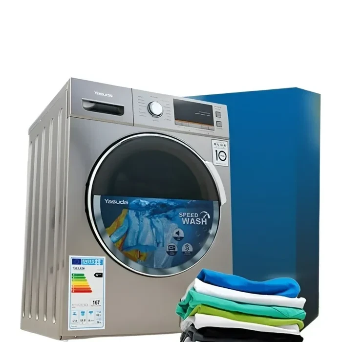 Yasuda 8.0 Kg Front Load Fully Automatic Washing Machine with BLDC Inverter Motor | 1400 RPM Spin Speed Selection | 15 Wash Programs Color 15°C Tech Add Garment Auto Restart Child Lock | YS-FL80TB Dar