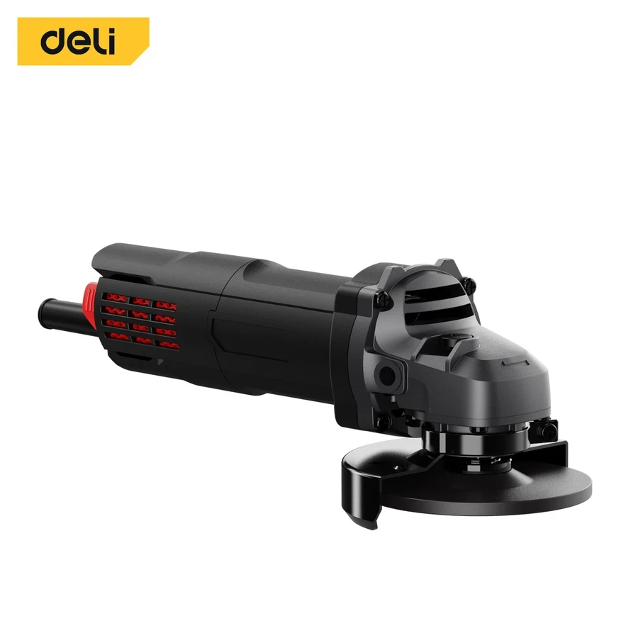 Deli 890W 4" (100mm) Professional Compact Angle Grinder (12,000 RPM) | Machined Steel Gears & Triple Guard Spindle with Burst-Proof Safety Guard (Red) | EDE-JM100-3E
