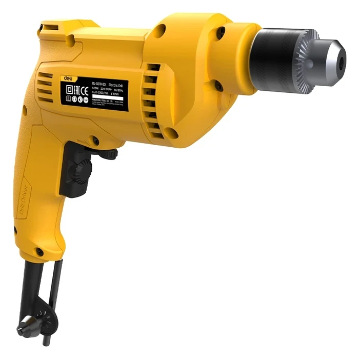 Deli 500W Professional 10mm Corded Electric Drill | Heavy-Duty All-Copper Variable Speed Motor with 0-3300rpm, 3-Jaw Chuck, Lock-On Switch & Cr-V Bit | EDL-DZ10-E3