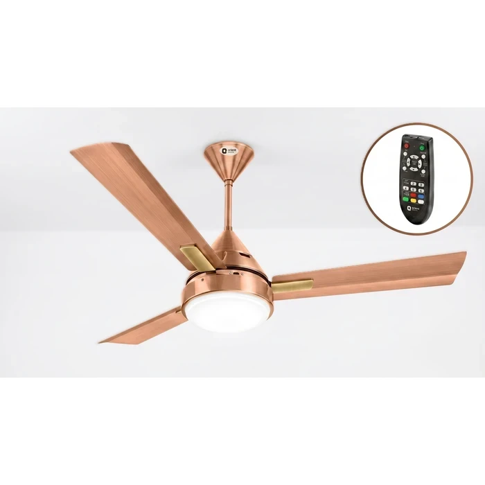 Orient Spectra Premium Ceiling Fan 70W | Elegant Metallic Finish | Remote Control | Antique Copper & Brushed Brass