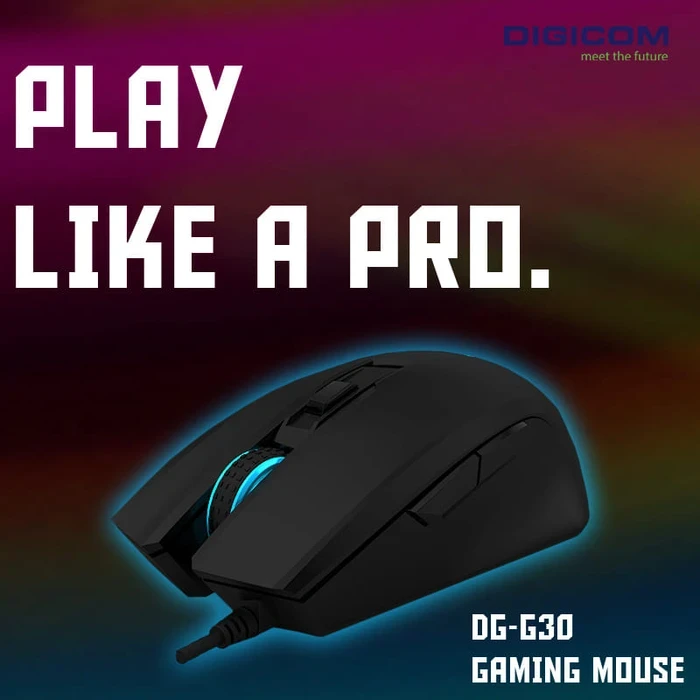 Digicom Wired Gaming Mouse | RGB Color Blinking Logic | 4000 DPI Precision Matrix | 6-Key Gaming Chassis | DG-G30