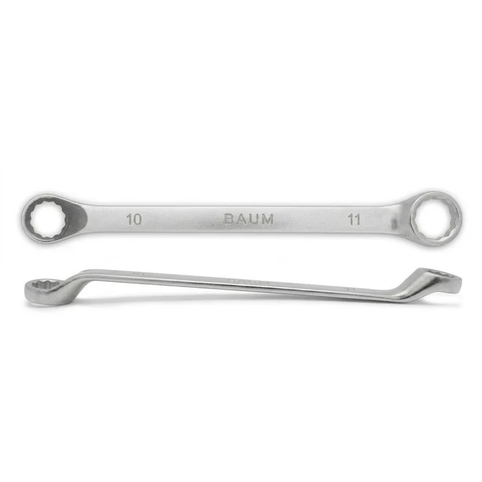 BAUM Heavy-Duty Chrome Vanadium Bi-Hexagon Ring Spanner | 12-Point Rough Matt Chrome Finish Oval Body Wrench | Model ART 23E