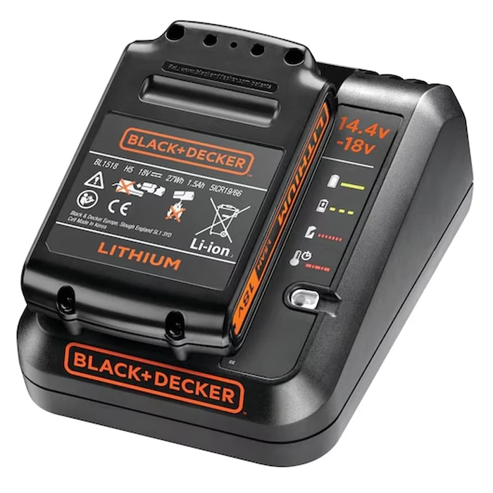 BLACK+DECKER 1A Fast Lithium-Ion Battery Charger (14.4V & 18V) | Compact Intelligent LED Diagnostic Dock for POWERCONNECT Tools | BDC1A-GB