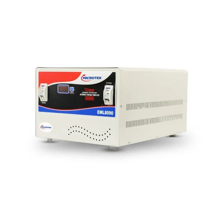 Microtek EML 5090 5.0 KVA Automatic Mainline Voltage Stabilizer | 90V–300V Wide Input Range | Whole-Home Digital Display Guard with MCB Protection