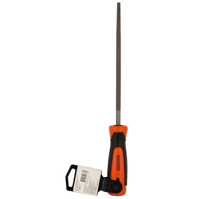 BLACK+DECKER 200mm (8") High-Carbon Steel Round Second-Cut File | Ergonomic Anti-Slip Grip Internal Contour & Bore Deburring Tool | BDHT22145