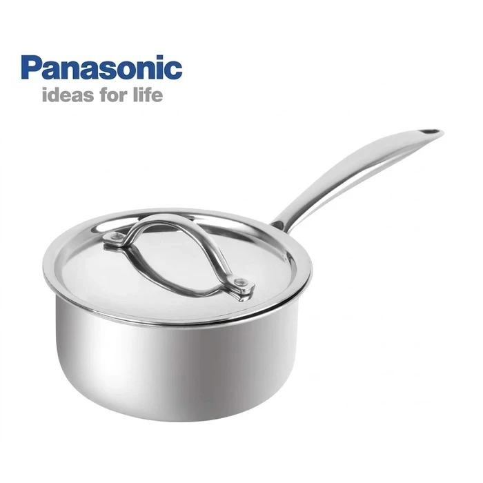Panasonic Triply Stainless Steel Induction Base Saucepan with Stainless Steel Lid (1L / 1.6L / 2.2L) | Fast Uniform Heating Multi-Cooktop Compatible - ND-SP Series