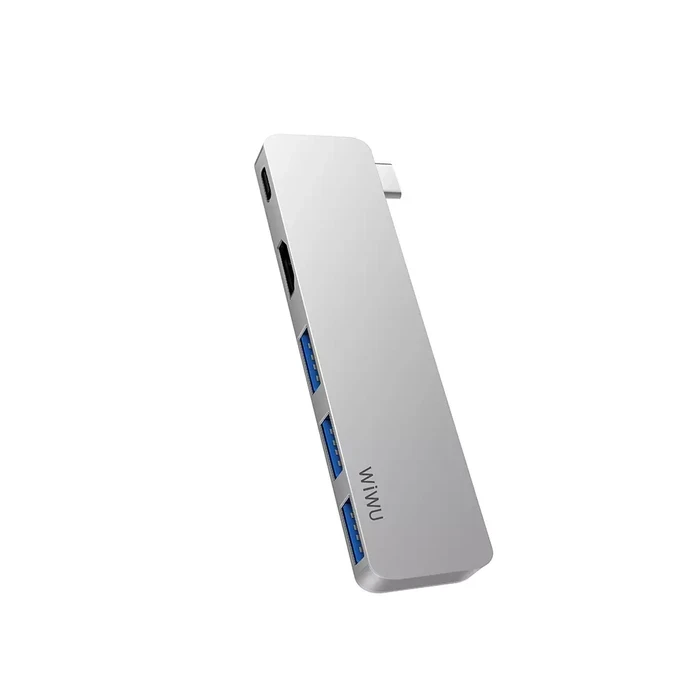 WIWU 5-in-1 USB-C Hub | Triple USB 3.0 & 4K HDMI Matrix | PD Fast Charge Logic | Grey | T6 Pro