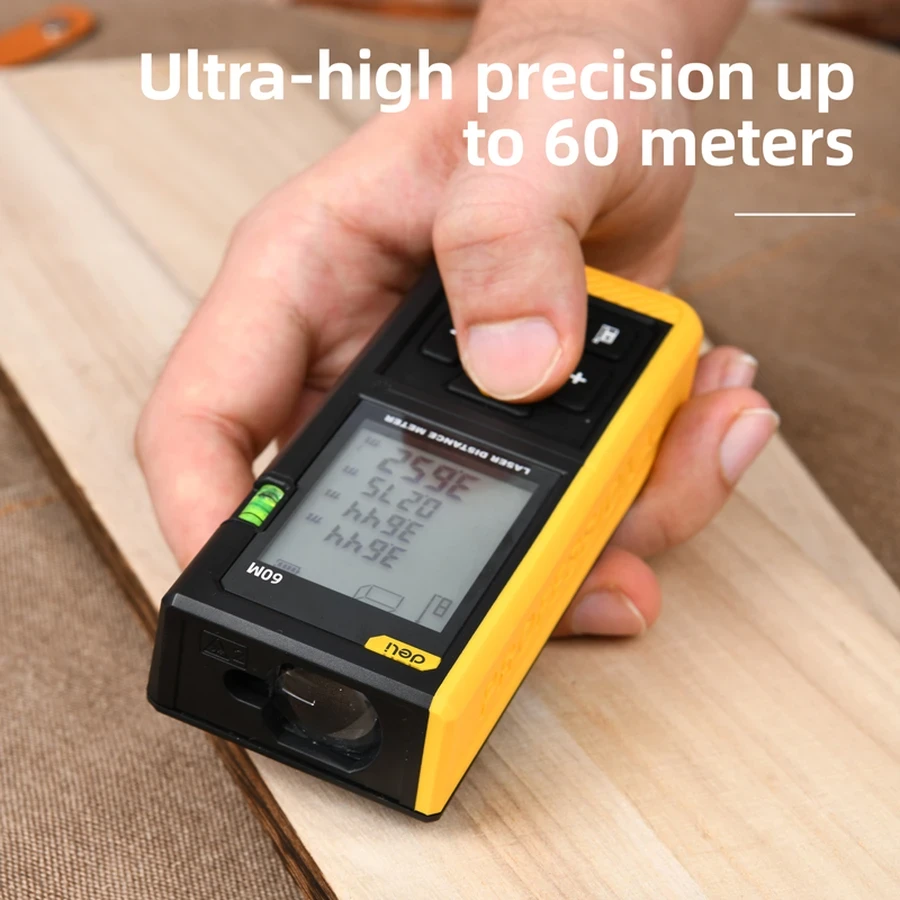 Deli 60m Professional Digital Laser Distance Measure | High-Precision Rangefinder with Dual Laser Projection, 1.7" LCD & 30 Data Storage | EDL4168