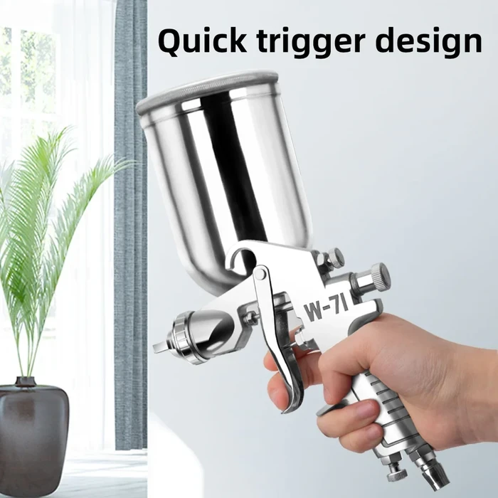 Deli 400CC Pneumatic Air Spray Gun | Premium Die-Cast Aluminum Body with 1.5mm Stainless Steel Nozzle & Copper Atomizing Cap for Steel Structures | EDL-QPQ-W71G