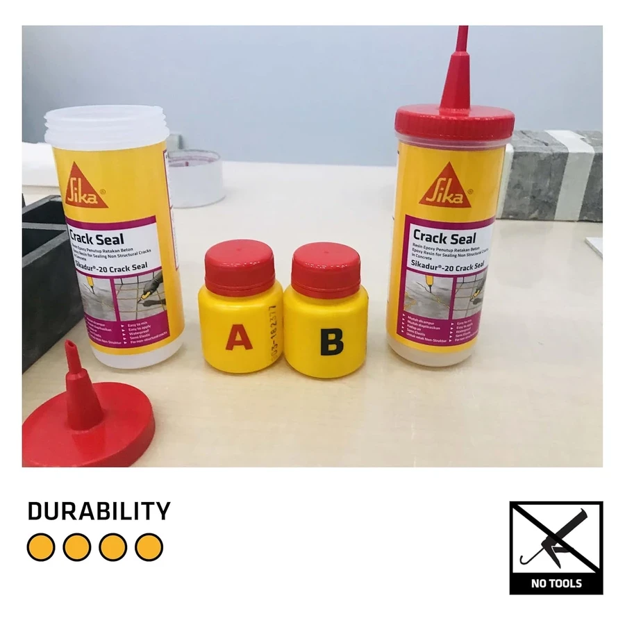 Sika Epoxy Crack Filler | Sikadur-20 Seals Hairline Cracks in Concrete Walls & Floors Before Waterproofing | For Tiles & Stone | 2-Part Resin | 140ml
