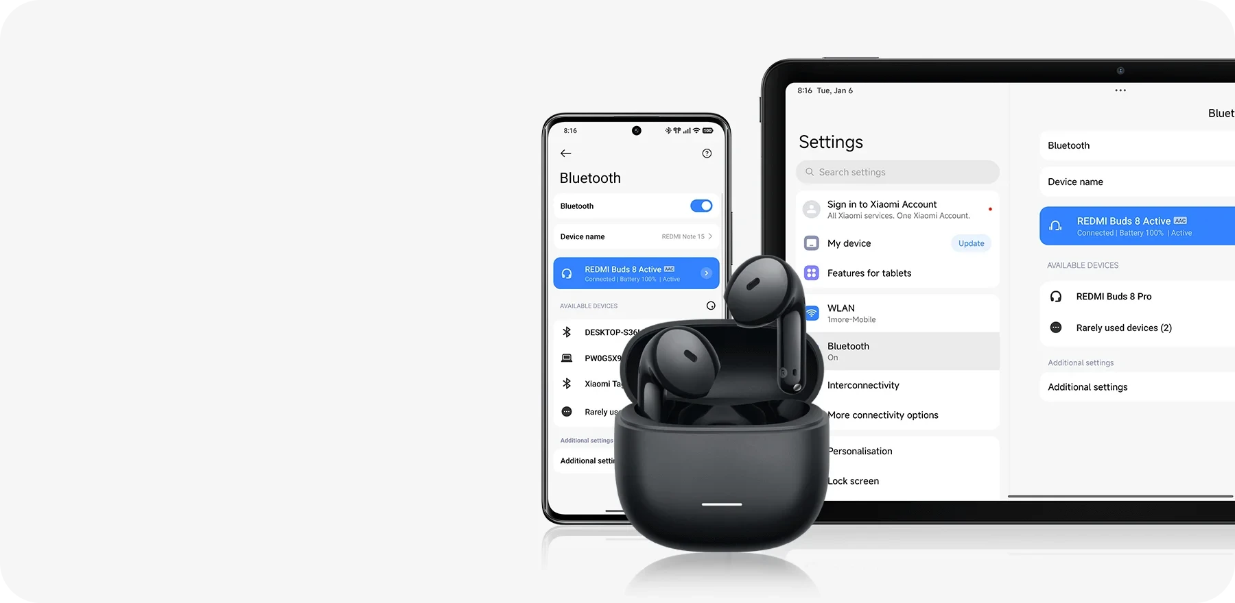 Redmi Buds 8 Active TWS Earbuds | Bluetooth 5.4 Low-Latency Connection & 37-Hour Total Playback | 3.8g Ultra-Lightweight Comfort Design | Black / Blue / White | M2537E1