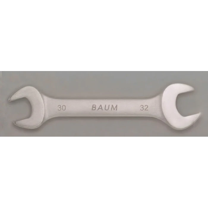 BAUM Heavy-Duty Large Chrome Vanadium Double Open-Ended Spanner | 3-Layer Nickel Chrome Rough Matt Finish Oval Body Wrench | Model ART 12E (Sizes 24mm to 60mm)