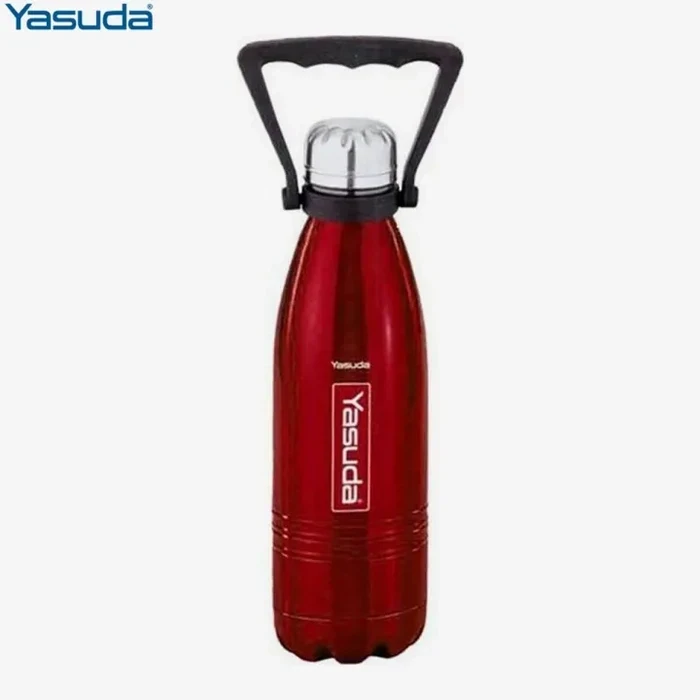 Yasuda 1500ML Vacuum Bottle Flask | 24 Hours Hot & Cold Double Wall Stainless Steel Water Bottle | FDA Silicone Handle Leak Proof Travel Flask | YS-CB1500 Stainless Steel & YS-CB1500 Red