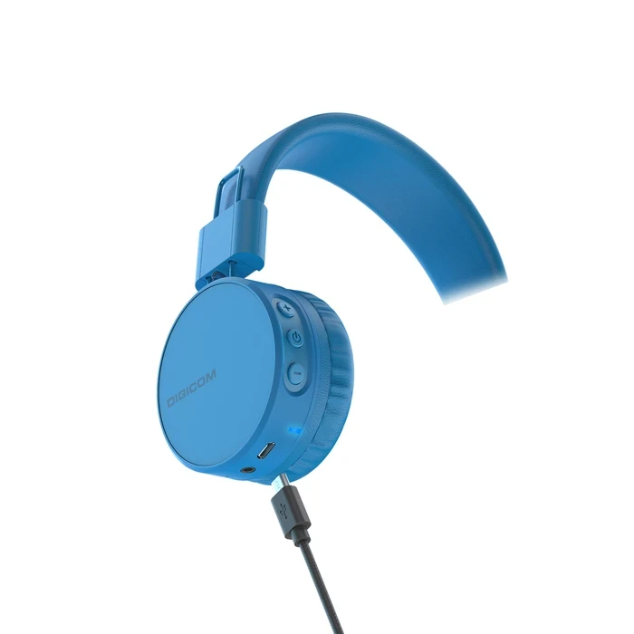 Digicom K9 Bluetooth Stereo Headphones | 20-Hour Playback Logic | Foldable Travel Design | Wired & Wireless Hybrid | Microphone | Blue & Black