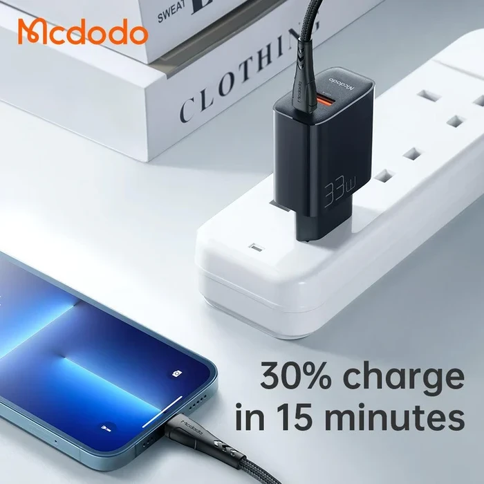MCDODO 33W PD Fast Charging Adapter | Dual-Output USB-C & USB-A Power Matrix | Fireproof V0 Matrix | CH-092