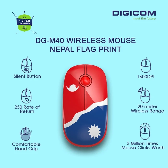 Digicom Slim Wireless Optical Mouse | 2.4G Silent Logic | 20M Long-Range Matrix | 1600 DPI High-Fidelity Chassis | DG-M40 / M41