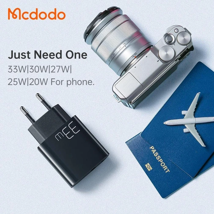 MCDODO 33W PD Fast Charging Adapter | Dual-Output USB-C & USB-A Power Matrix | Fireproof V0 Matrix | CH-092