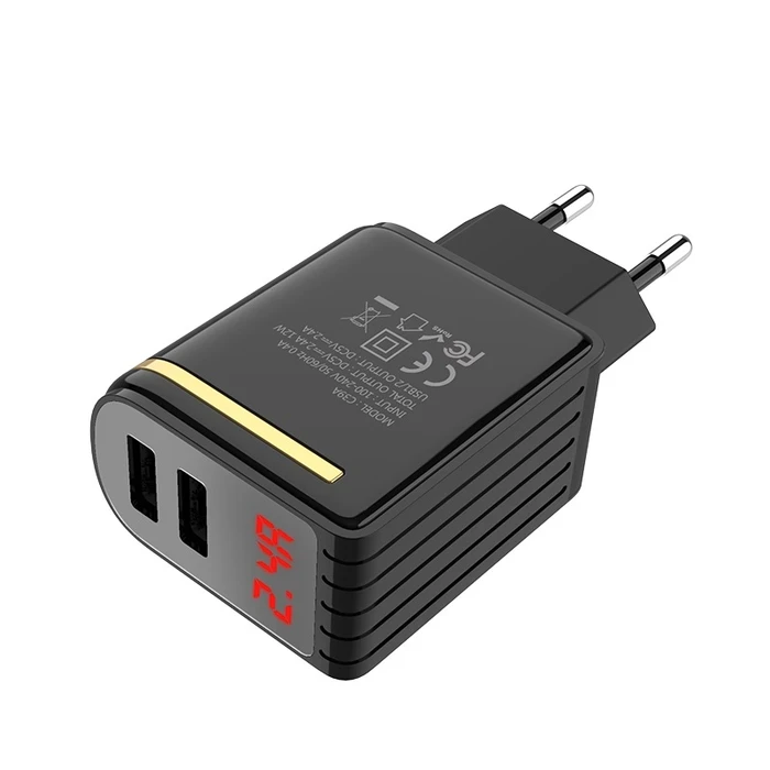 HOCO Enchanting Dual-Port Digital Charging Adapter | 2.4A Power Matrix | Flame-Retardant PC Logic | C39A