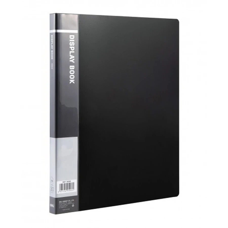 Deli A4 40-Pocket Clear Sheet Presentation Display Book | Antistatic Transparent Sleeves with Removable Spine Label & Durable PP Cover (Blue & Black) | E5004