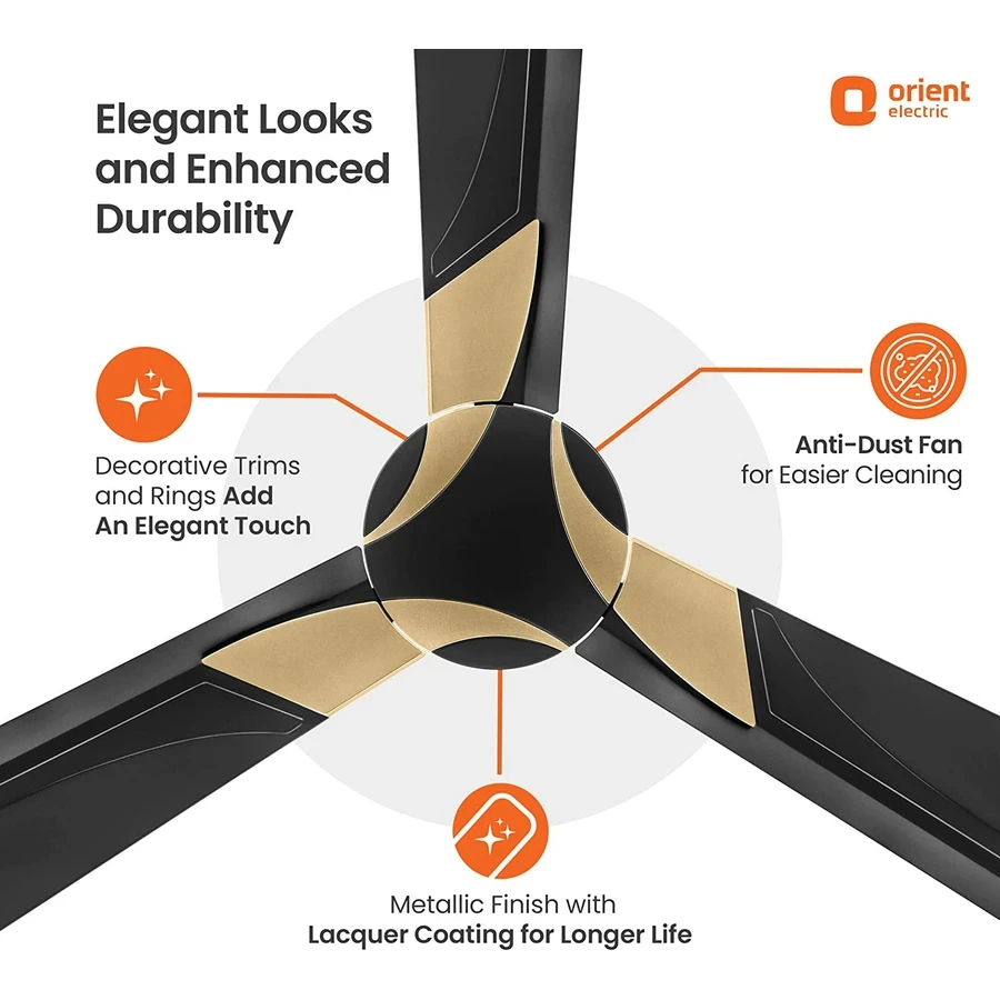 Orient 1200mm Premium Ceiling Fan | Massive 8122 CMM Industrial-Strength Airflow | High-Grade Aluminium Blades Luxury Metallic Matt Finish | Wendy