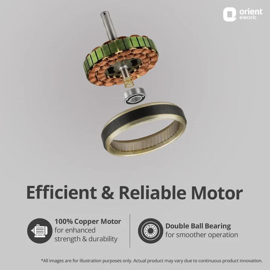 Orient New Breeze Base Ceiling Fan 1400mm | 56W Energy Efficient | 300 RPM | 225 CMM Airflow | Brown & White