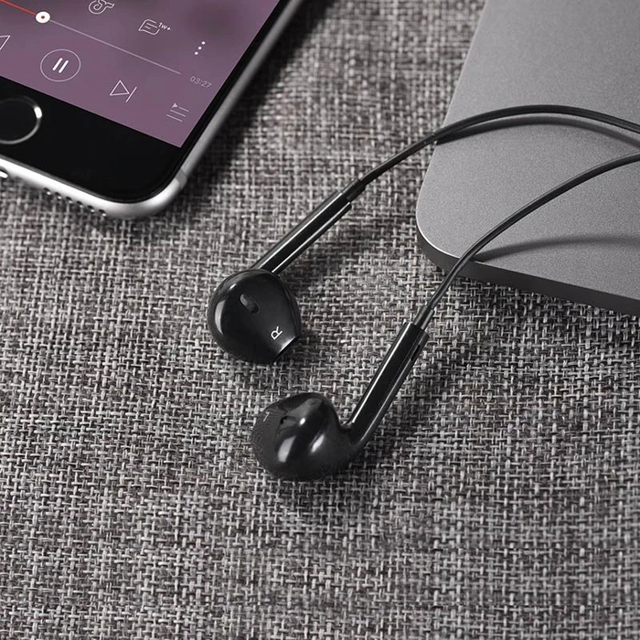 HOCO Memory Sound Wire Control Earphone with Mic | 14.2mm Driver | Volume Control | Black, White, Pink Finish | M55