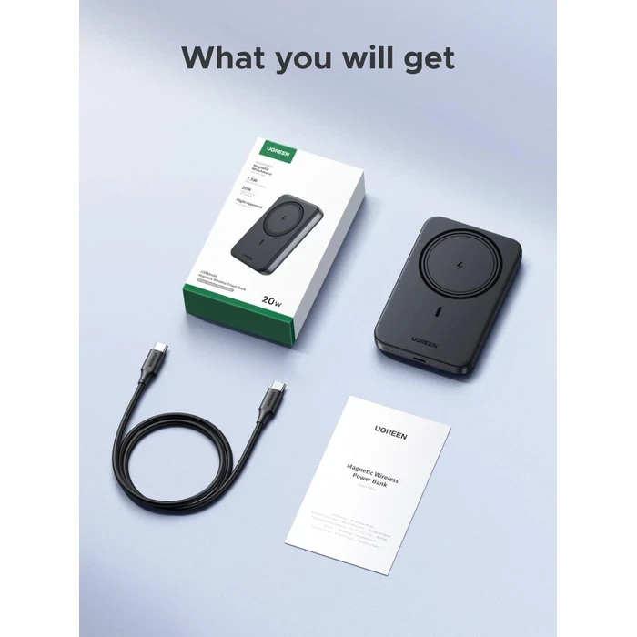 UGREEN 10000mAh Magnetic Wireless Fast Charging Power Bank | Slim PD 3.0 Snap-On Portable External Battery (Space Gray, Soft Silicone) | Magnetic Power Series