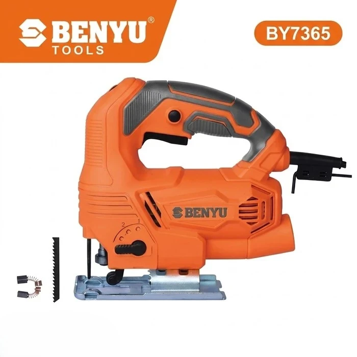 Benyu 710W Corded Variable-Speed Electric Jigsaw | 800-3200 SPM Pendulum Action Wood & Metal Cutting Saw with Sightline Channel | Benyu Series - BY7365