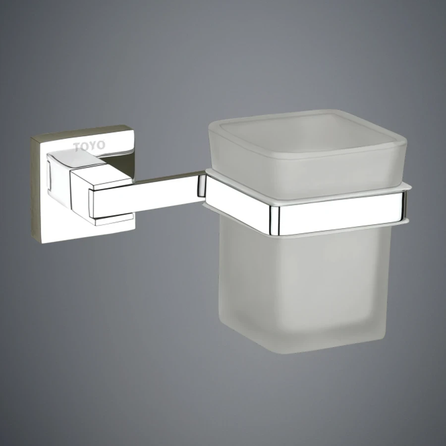 TOYO 11202 Wall-Mounted Tumbler Holder - 56 Grade Full Brass Base, Die-Forged, High Grade Chrome Finish
