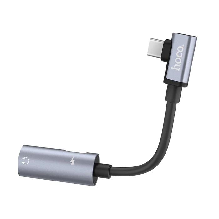 Type-C to 3.5mm Aux Audio Converter | 1.5A Pass-Through Charging Sub-Two Splitter Cable | Built-In Inline Microphone Input Support Adaptive Hub | Black / Metal Grey / Red | Ls19