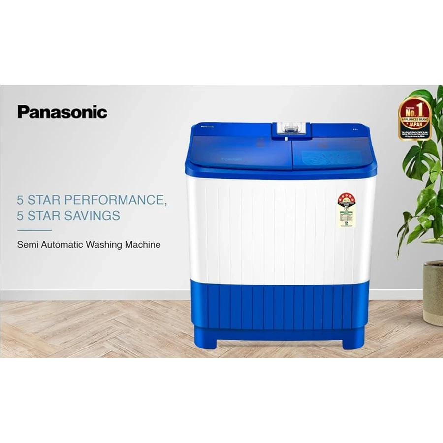 Panasonic 7 Kg Top Load Washing Machine | Blue & White Washer with Active Foam System, Powerful Motor, Toughened Glass Lid & 10-Year Motor Warranty | NA-W70L7ANP