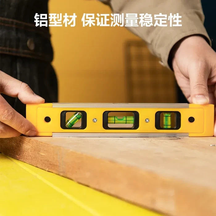 Deli 230mm Magnetic Torpedo Spirit Level | 3 High-Visibility Angle Vials in Heavy-Duty Aluminum & ABS Plastic Lightweight Frame | EDL290230