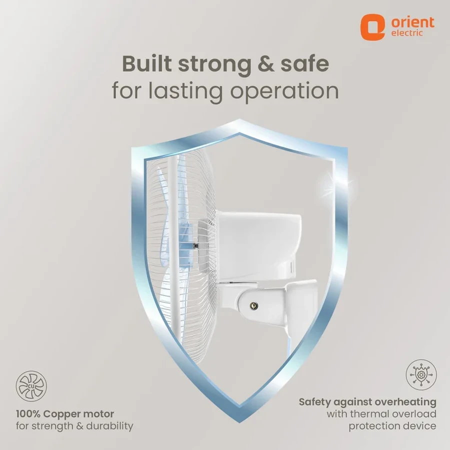 Orient Wall-49 Wall Fan 400mm | 58W Efficient Motor | 1330 RPM | 90 CMM High Air Delivery | White