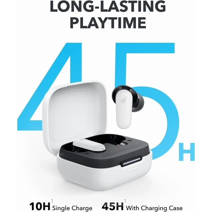 Anker Soundcore P30i True Wireless ANC Earbuds | 42dB Adaptive Noise Cancelling, 45H Playtime & 2-in-1 Phone Stand Case | US White / US Blue