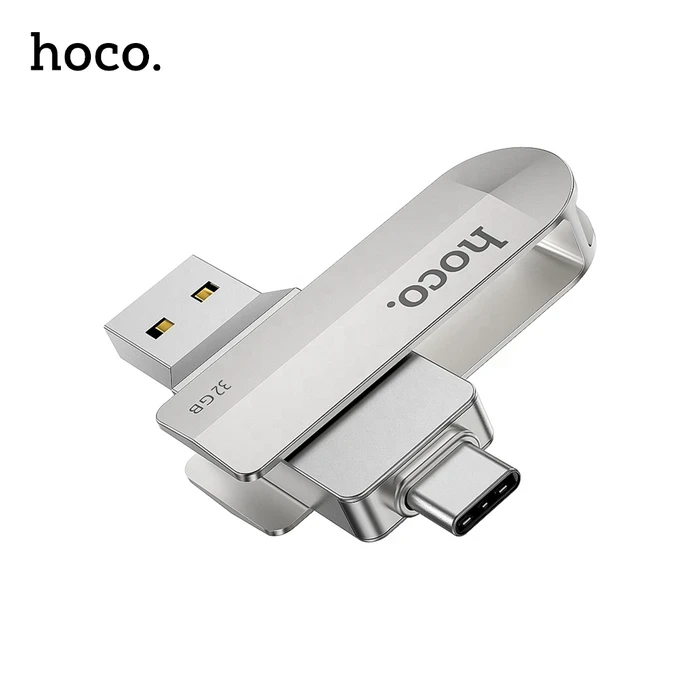HOCO Wise Dual-Interface Flash Drive | Type-C & USB 3.0 High-Velocity Logic | Zinc Alloy Matrix | 16GB 32GB 64GB | UD10
