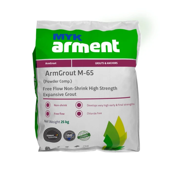 ArmGrout M-65E Professional Free-Flow Non-Shrink Expansive Cementitious Grout | High-Strength Heavy-Duty Industrial Machinery & Baseplate Anchoring Mortar | 25kg