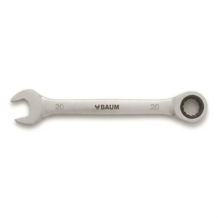 BAUM Heavy-Duty Jumbo Flex-Head Combination Ratcheting Wrench | High-Polish Chrome Vanadium Steel 90-Tooth Gear Wrench | Model ART 55 (Sizes 18mm to 32mm)