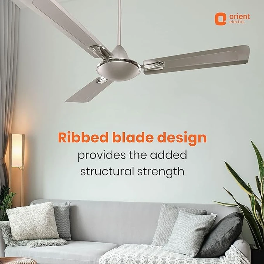 Orient Gratia Shine Ceiling Fan 70 Watts | Anti-Dust Design | 370 RPM | Aluminium Blades | Topaz Gold & Silky Silver